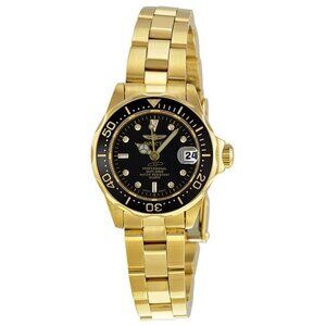 NWT Authentic Invicta Pro Diver Gold-plated Black Dial Women's Watch